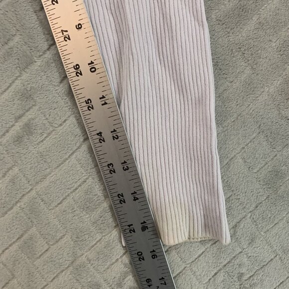 Jessica Ash Womens L Top White Cardigan Mother of Pearl Buttons Rib Knit Fitted - Picture 10 of 16